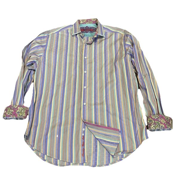 Robert Graham L/S Button Down Horse Flip Cuff Casual Dress Shirt - Men's XL - Ok - Picture 1 of 15